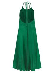 A-hem pleated beach vacation long dress - 808Lush