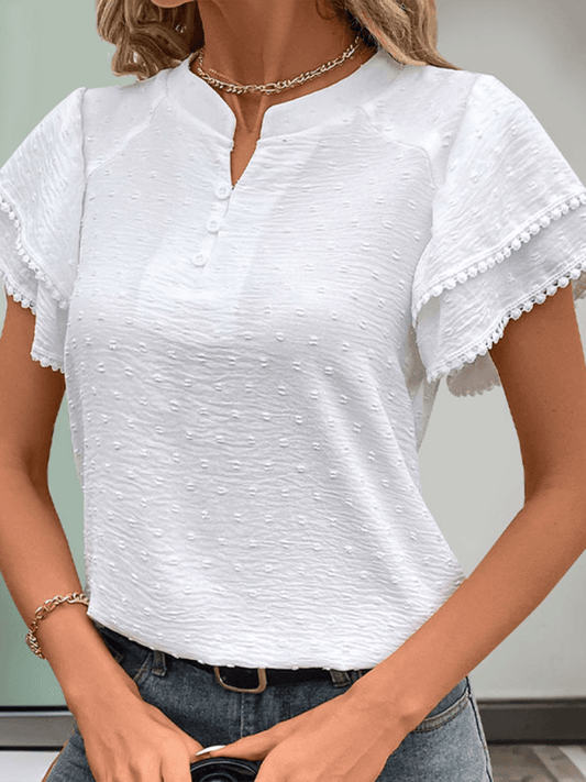 Solid color textured shirt layered short-sleeved Chinese style small stand collar shirt - 808Lush