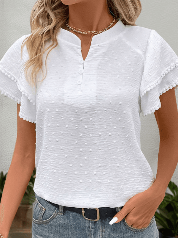 Solid color textured shirt layered short-sleeved Chinese style small stand collar shirt - 808Lush