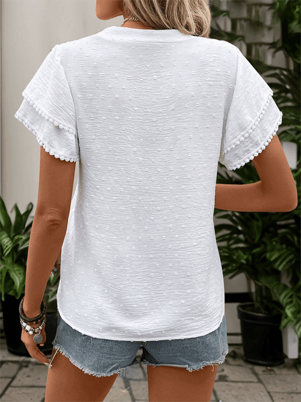 Solid color textured shirt layered short-sleeved Chinese style small stand collar shirt - 808Lush