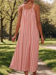 holiday striped loose suspender dress - 808Lush