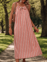 holiday striped loose suspender dress - 808Lush