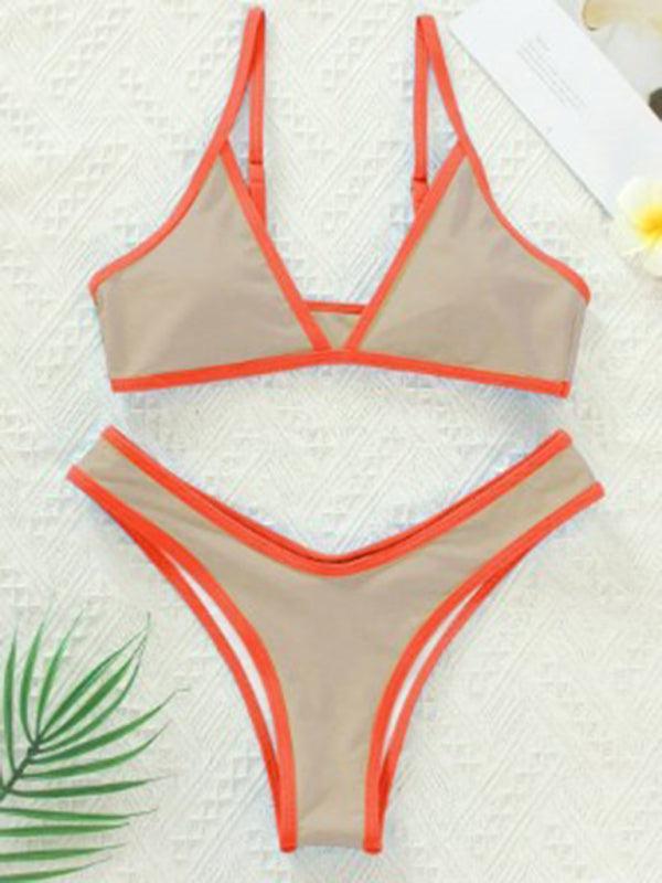 Women's Solid Color Bikini Sexy Sports Contrast Color Bikini - 808Lush