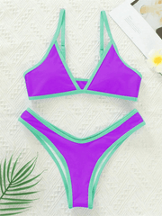 Women's Solid Color Bikini Sexy Sports Contrast Color Bikini - 808Lush