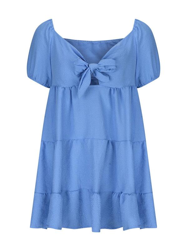 Fashionable and versatile strappy V-neck short-sleeved dress - 808Lush