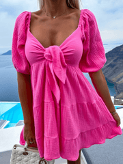 Fashionable and versatile strappy V-neck short-sleeved dress - 808Lush