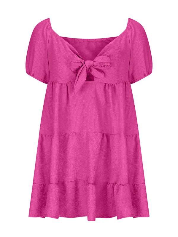 Fashionable and versatile strappy V-neck short-sleeved dress - 808Lush