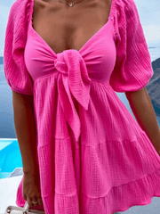 Fashionable and versatile strappy V-neck short-sleeved dress - 808Lush