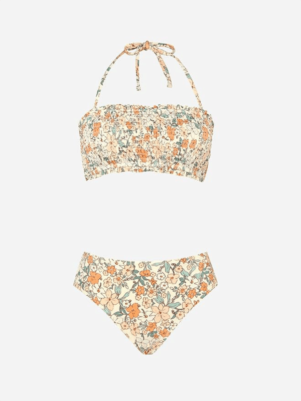 Women's resort beach suspender floral bikini - 808Lush