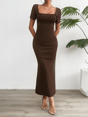 Fashion solid color slim dress - 808Lush