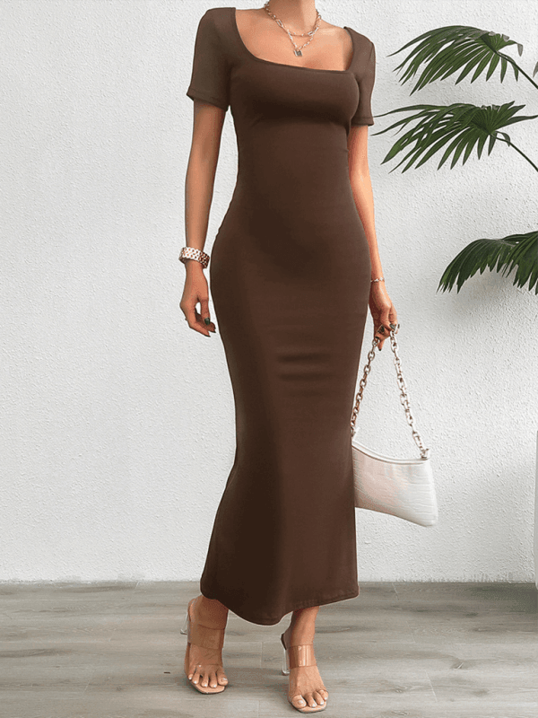 Fashion solid color slim dress - 808Lush