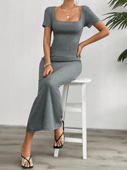 Fashion solid color slim dress - 808Lush