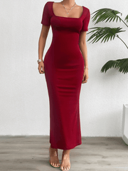 Fashion solid color slim dress - 808Lush