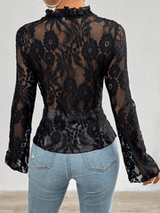 sexy summer slim long sleeve lace top - 808Lush