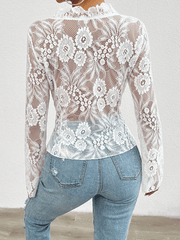 sexy summer slim long sleeve lace top - 808Lush