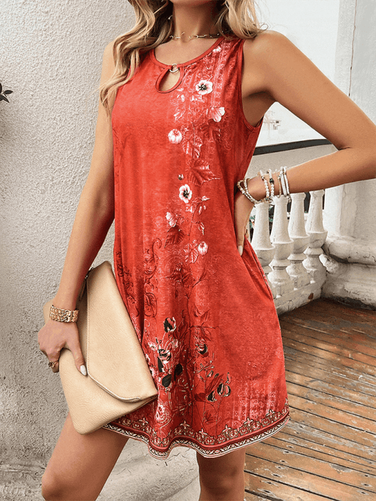 Spring and summer casual holiday sleeveless printed dress - 808Lush