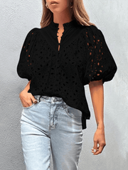 Style Puff Sleeve Embroidered Shirt - 808Lush