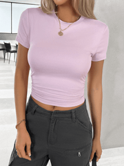 Top waisted, short, slim fit, navel-baring T-shirt