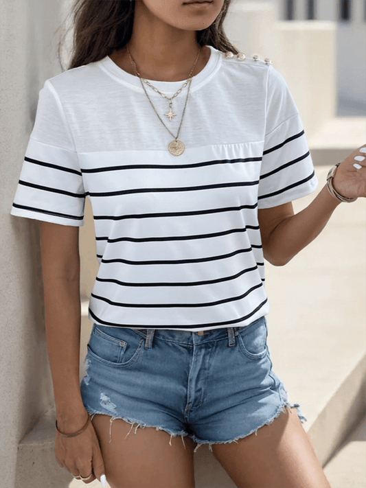 women's casual short sleeve striped t-shirt