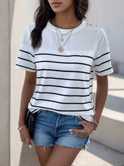 women's casual short sleeve striped t-shirt