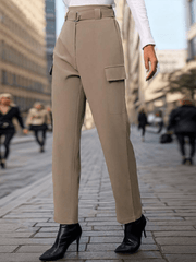 women's lace-up commuter pocket trousers - 808Lush