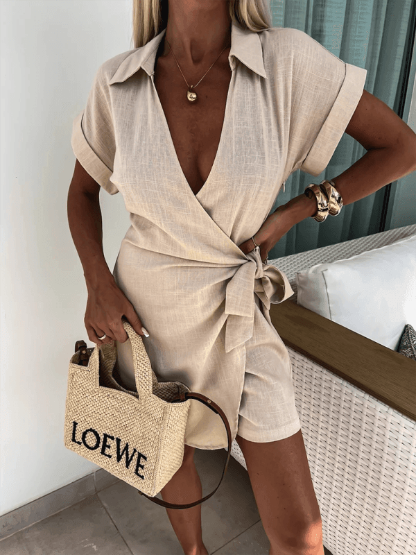 Women's Casual Lapel Short Sleeve Jumpsuit - 808Lush