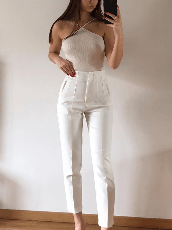 Women's High Waist Trousers Slim Casual Pants - 808Lush