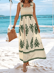 Resort style printed cross front midi dress - 808Lush