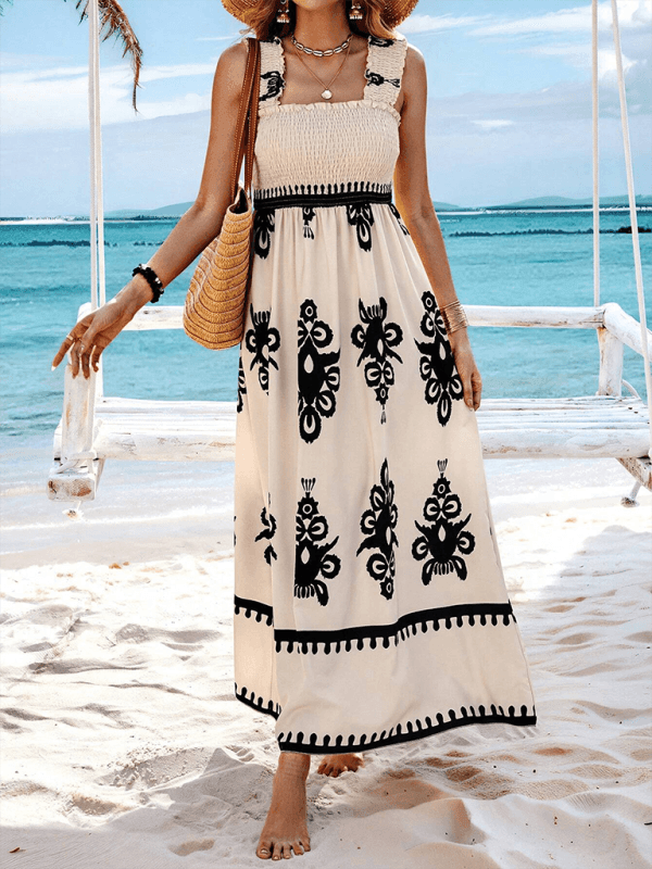 Resort style printed cross front midi dress - 808Lush