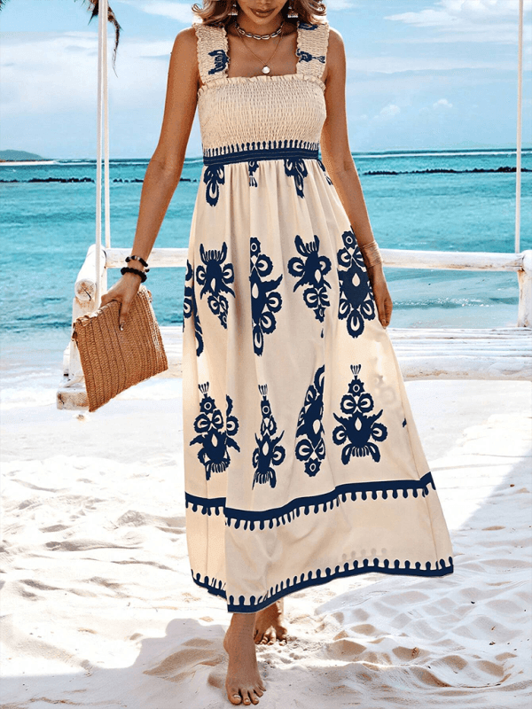 Resort style printed cross front midi dress - 808Lush