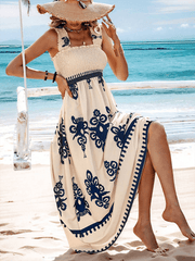 Resort style printed cross front midi dress - 808Lush