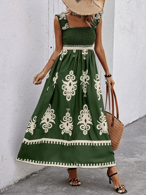 Resort style printed cross front midi dress - 808Lush