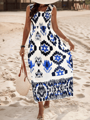 Resort style printed cross front midi dress - 808Lush