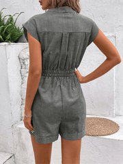 Women's Pinstripe Short Sleeve Romper