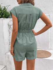 Women's Pinstripe Short Sleeve Romper