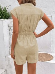 Women's Pinstripe Short Sleeve Romper