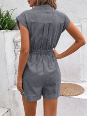 Women's Pinstripe Short Sleeve Romper