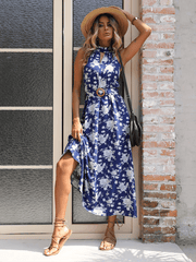 Women's Printed Sleeveless Halter Dress - 808Lush