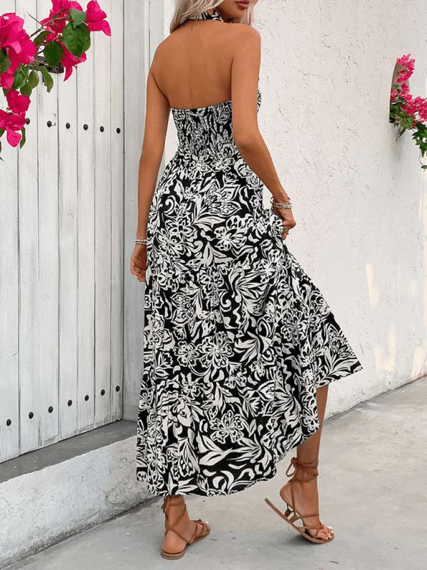 Ladies comfortable halterneck sleeveless high waist long dress - 808Lush