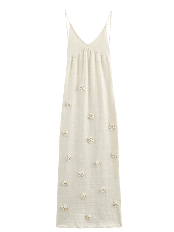 sexy sleeveless slim fit knitted embroidered suspender dress - 808Lush