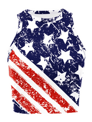 American Independence Day Flag Digital Print Sleeveless Off Shoulder Tank Top - 808Lush