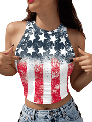 American Independence Day Flag Digital Print Sleeveless Off Shoulder Tank Top - 808Lush