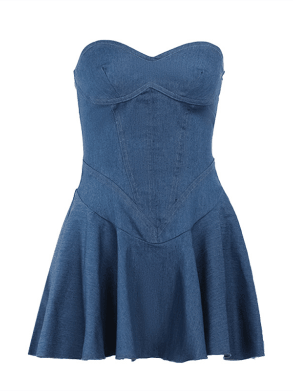 sexy denim tube top dress - 808Lush