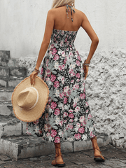 Ladies holiday style printed suspender dress - 808Lush