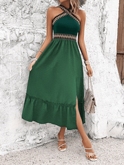 elegant halter neck high waist dress