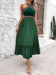 elegant halter neck high waist dress