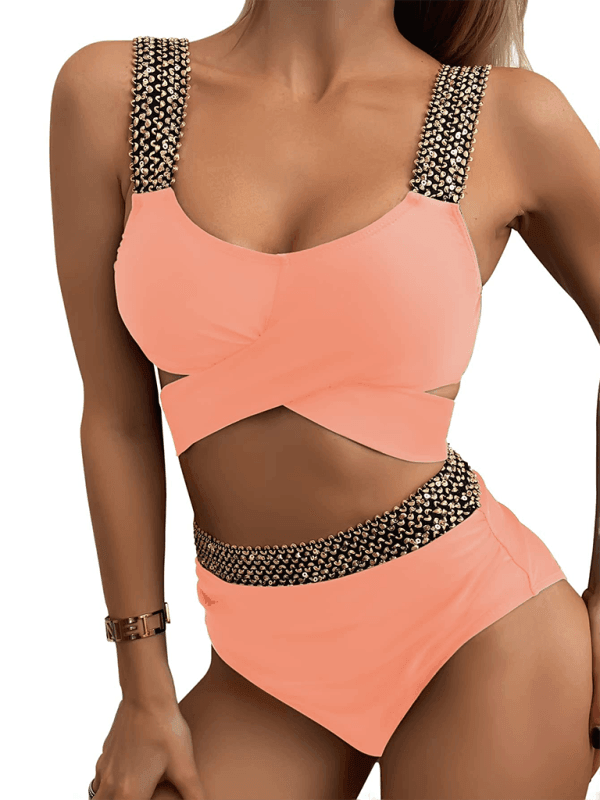 Women's bikini two-piece tight swimsuit sexy cross backless bikini - 808Lush