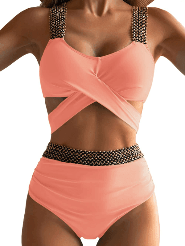 Women's bikini two-piece tight swimsuit sexy cross backless bikini - 808Lush