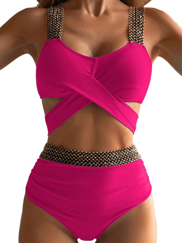 Women's bikini two-piece tight swimsuit sexy cross backless bikini - 808Lush