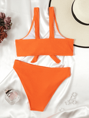 Women's Swimwear Pierced Solid Color Hollow Bikinis - 808Lush